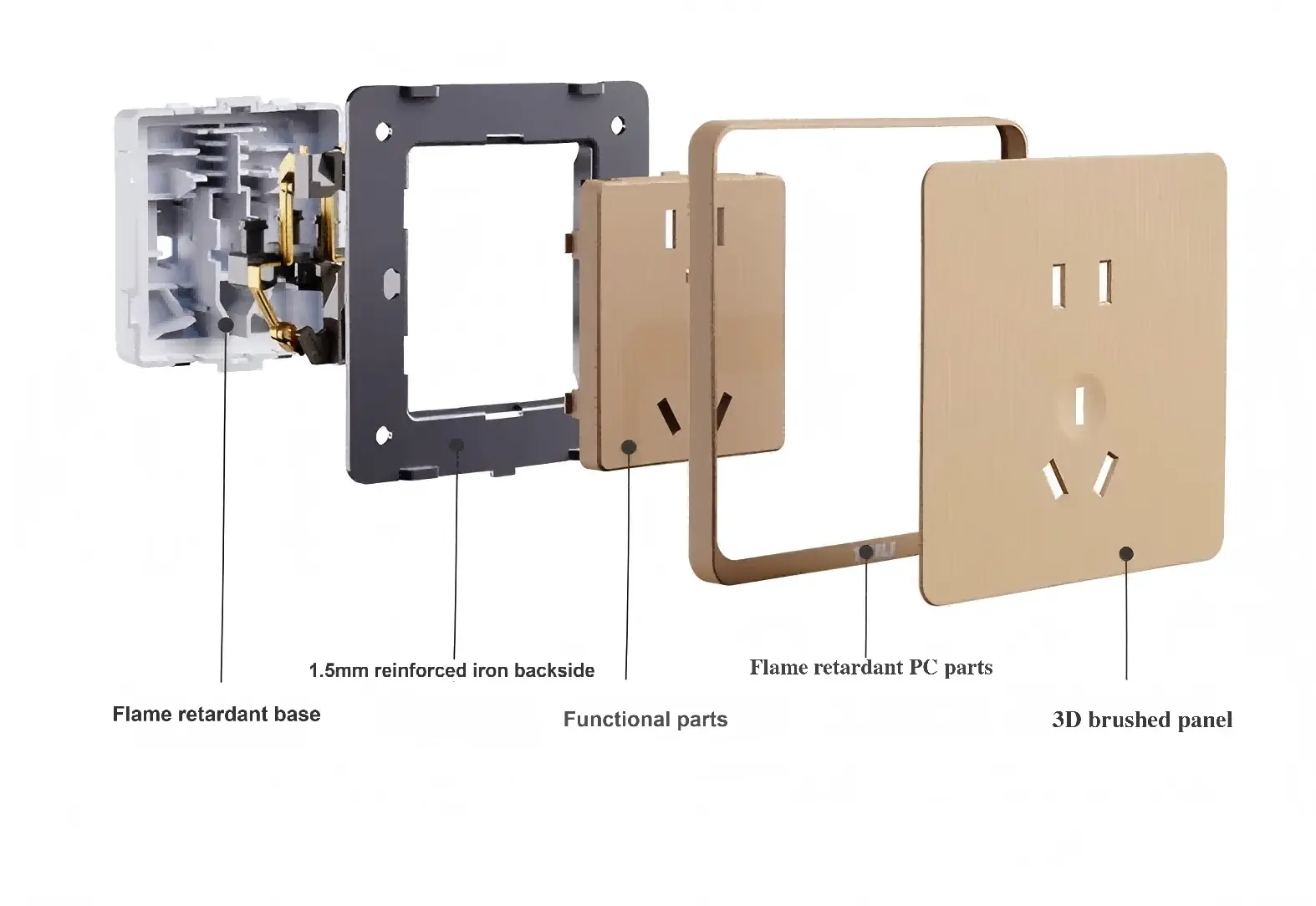 close up texture of V-0 grade polycarbonate wall switch surface.webp