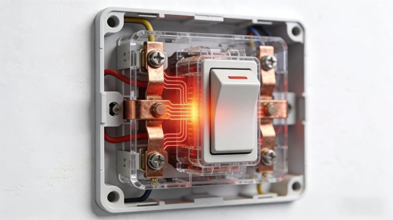 diagram showing wall switch overheating under load due to conductor resistance.webp