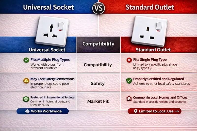 core differences between universal socket and standard outlet