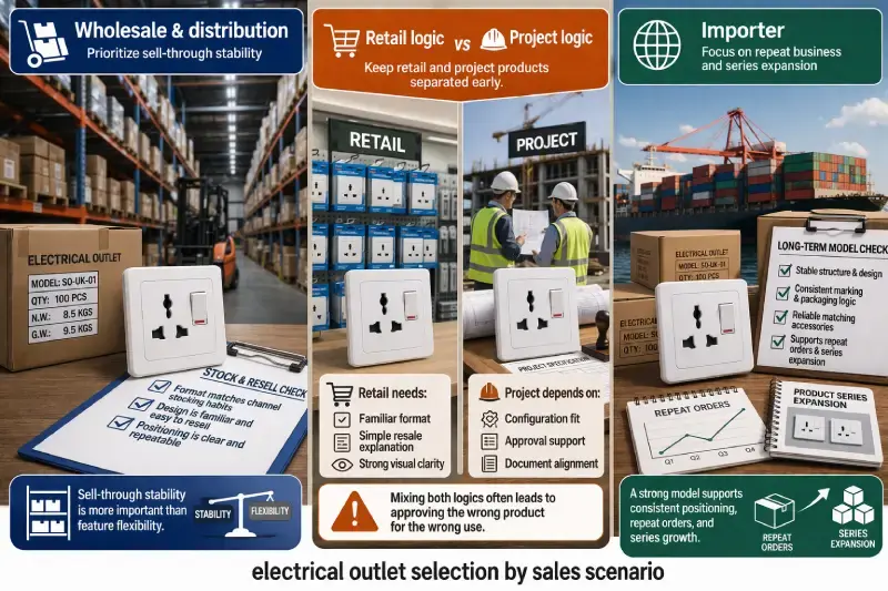 electrical outlet selection by sales scenario
