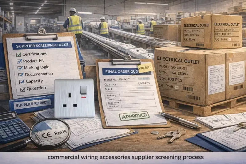 commercial wiring accessories supplier screening process