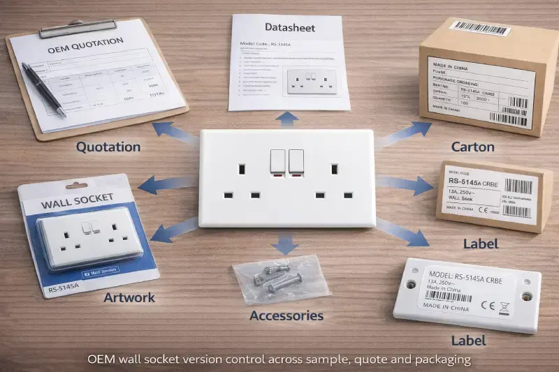 OEM wall socket version control across sample quote and packaging