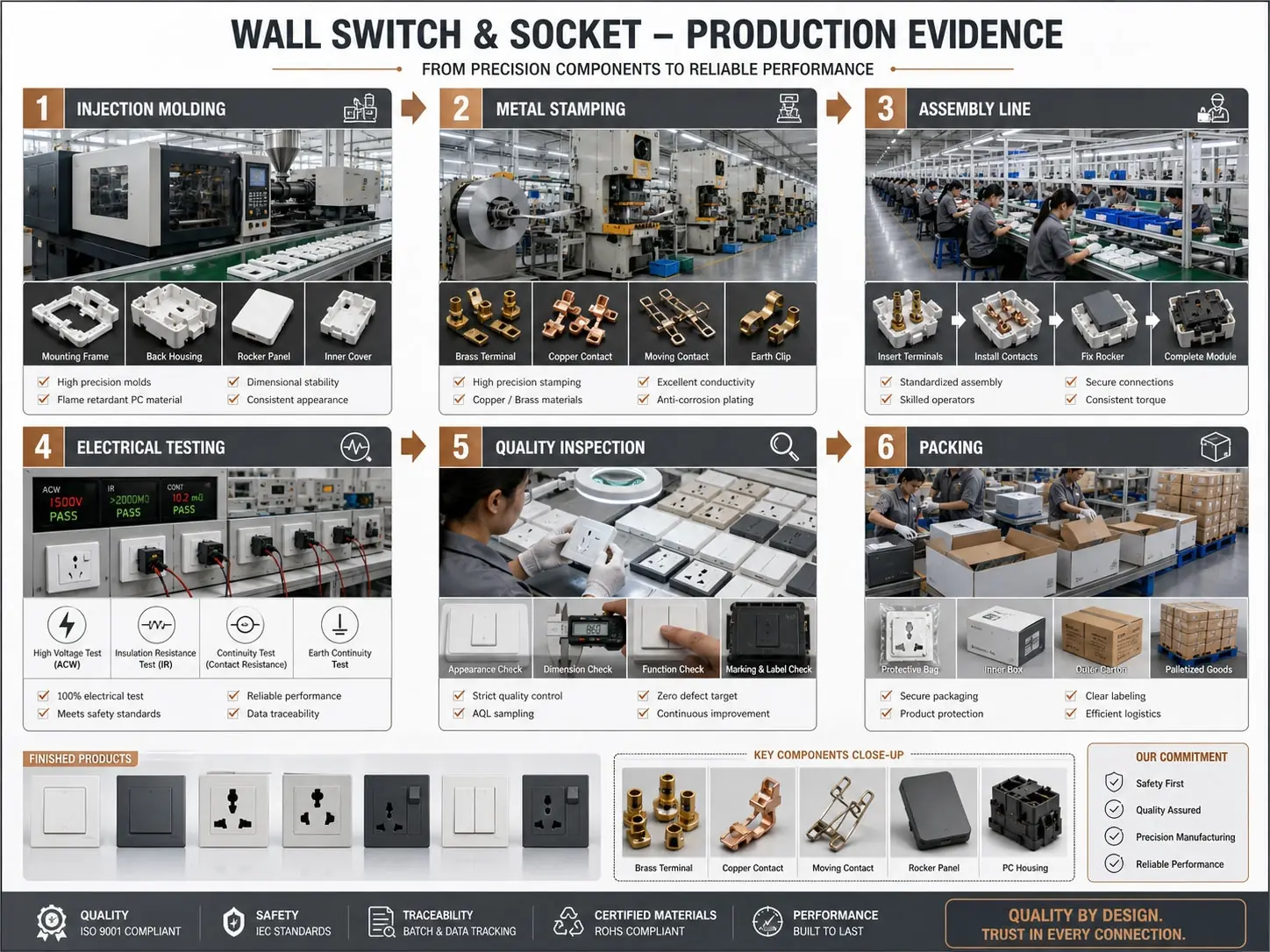 Wall switch and socket manufacturer China production evidence checklist