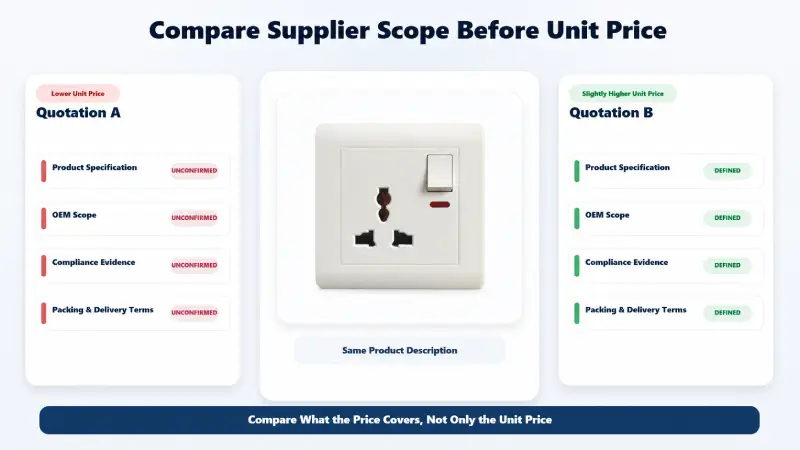 Wall switch and socket RFQ comparison template
