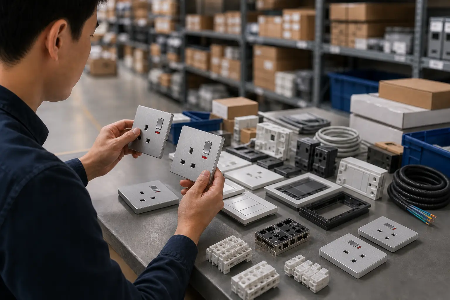 Buyer checking low-voltage electrical sourcing details