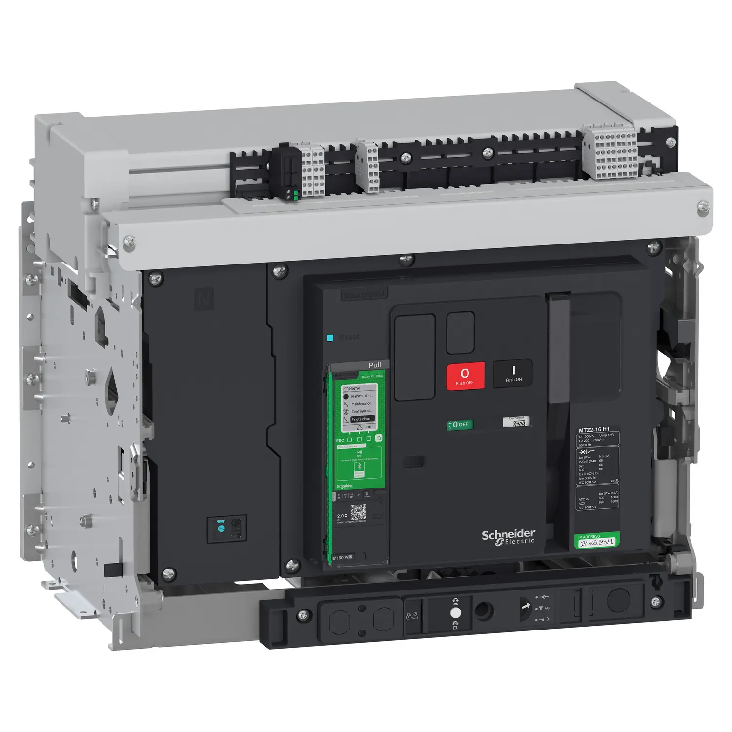 Schneider Electric MasterPacT MTZ2 drawout air circuit breaker with MicroLogic X control unit