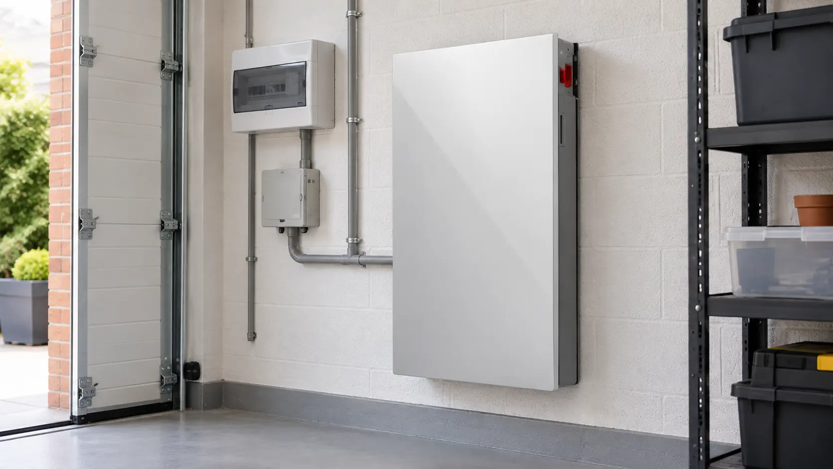 Tesla Powerwall 2 home battery system installed beside residential electrical equipment